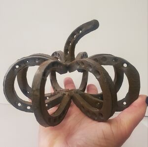 Vintage, Rustic  horseshoe pumpkin. Distressed  rusty. Deco. Handmade